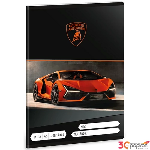 Füzet 14-32 A5 Vonalas Ars Una Lamborghini (5446) 25 53583499 1.osztályos füzet prémium minős