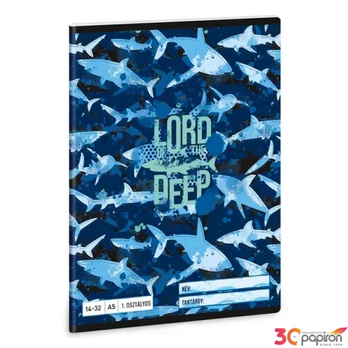 Füzet 14-32 A5 vonalas Ars Una Lord of the Deep cápa (5337) 24 53583499 1.osztályos füzet prémium minős