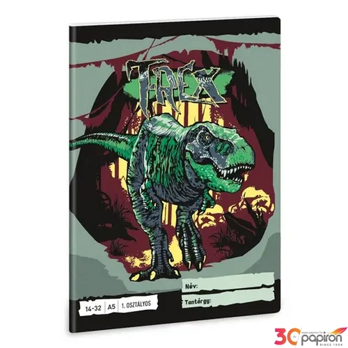 Füzet 14-32 A5 vonalas Ars Una T-Rex Dínó (5346) 24 53583499 1.osztályos füzet prémium minős