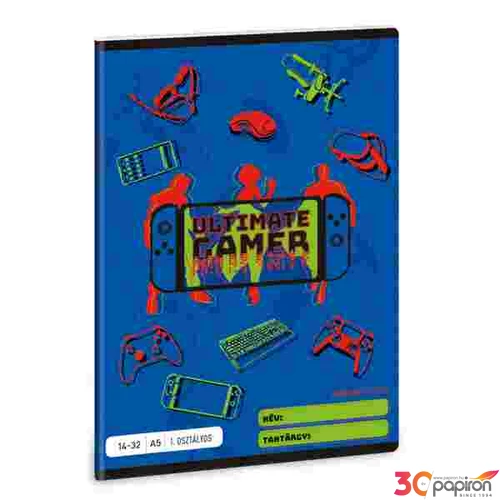 Füzet 14-32 A5 vonalas Ars Una Ultimate Gamer (5141) 22 53583499 1.osztályos füzet prémium minős