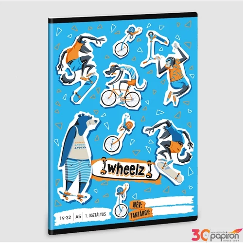 Füzet 14-32 A5 vonalas Ars Una Wheelz (5262) 23 53583499 1.osztályos füzet prémium minős