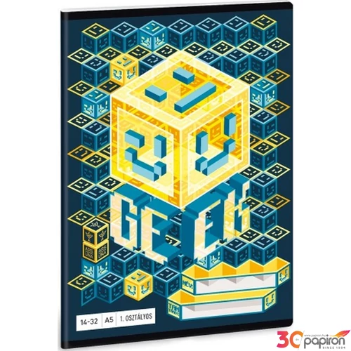 Füzet 14-32 A5 vonalas Ars Una Geek - Kocka 19 53583499 1.osztályos füzet prémium minős