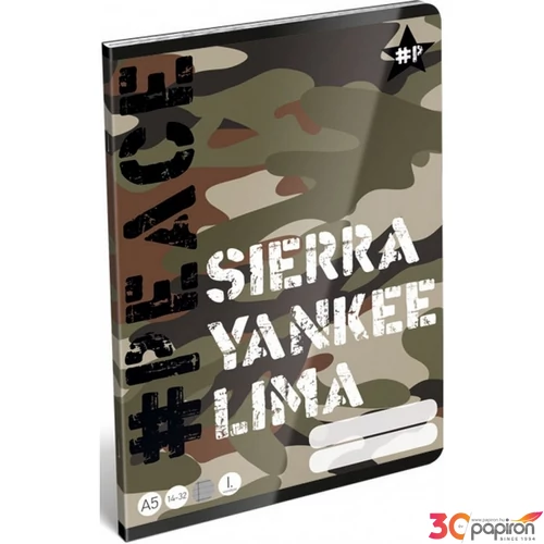 Füzet 14-32 A5 vonalas Lizzy Peace-Alpha-Tango-Mike 21' 1. osztályos füzet