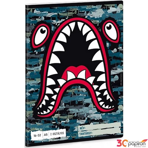 Füzet 16-32 A5 vonalas Ars Una Flying Shark 53593498 2.osztályos füzet prémium minős