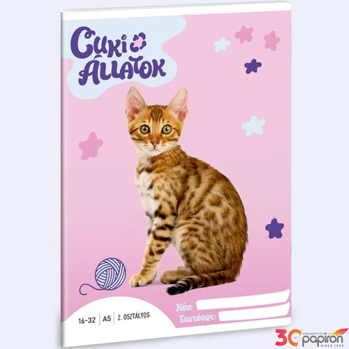 Füzet 16-32 A5 vonalas Ars Una Cuki-Bengáli macska (5425) 24 53593498 2.osztályos füzet prémium minős