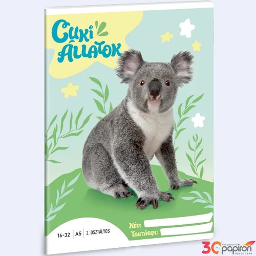 Füzet 16-32 A5 vonalas Ars Una Cuki-Koala (5428) 24 53593498 2.osztályos füzet prémium minős