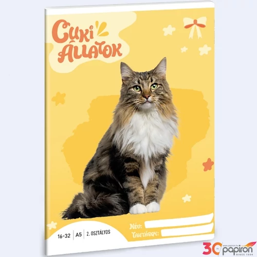 Füzet 16-32 A5 vonalas Ars Una Cuki-Norvég erdei macska (5429) 24 53593498 2.osztályos füzet prémium minős