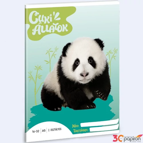Füzet 16-32 A5 vonalas Ars Una Cuki-Panda (5430) 24 53593498 2.osztályos füzet prémium minős