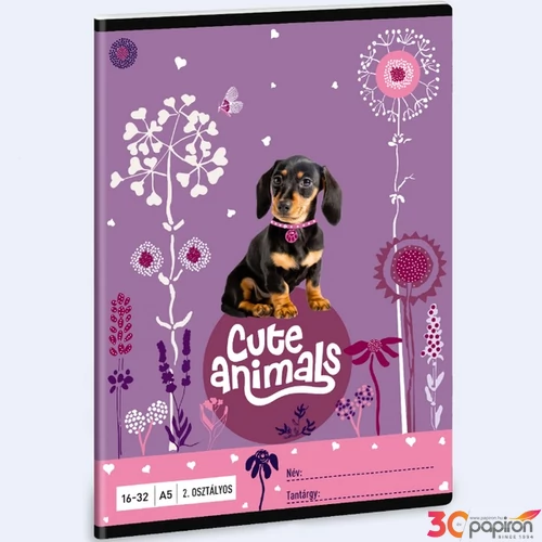 Füzet 16-32 A5 vonalas Ars Una Cute Animals-puppy (5369) 24 TACSKÓ 53593498 2.osztályos füzet prémium minős