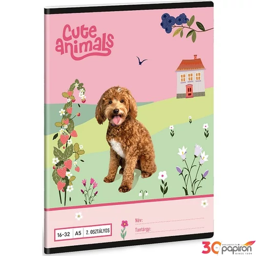Füzet 16-32 A5 Vonalas Ars Una Cute Animals Doggie (5458) 25 53593498 2.osztályos füzet prémium minős