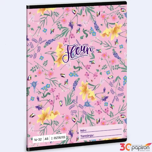 Füzet 16-32 A5 vonalas Ars Una Fleur (5366) 24 virág 53593498 2.osztályos füzet prémium minős