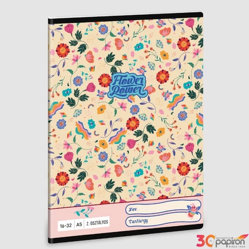 Füzet 16-32 A5 vonalas Ars Una Flower Power (5260) 23 53593498 2.osztályos füzet prémium minős