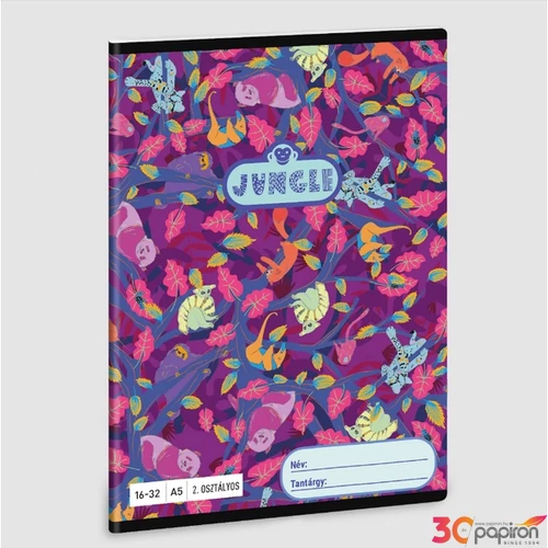 Füzet 16-32 A5 vonalas Ars Una Jungle (5259) 23 53593498 2.osztályos füzet prémium minős