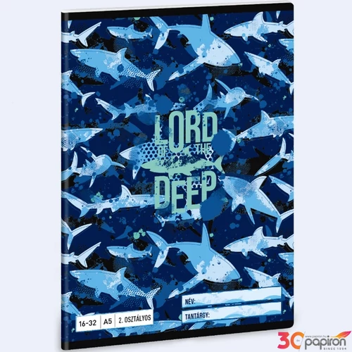 Füzet 16-32 A5 vonalas Ars Una Lord of the Deep cápa (5337) 24 53593498 2.osztályos füzet prémium minős