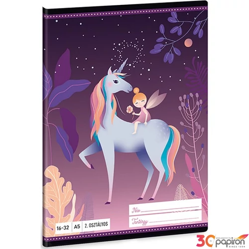 Füzet 16-32 A5 vonalas Ars Una Magic Forest (5045) 21 unikornis 53593498 2.osztályos füzet prémium minős