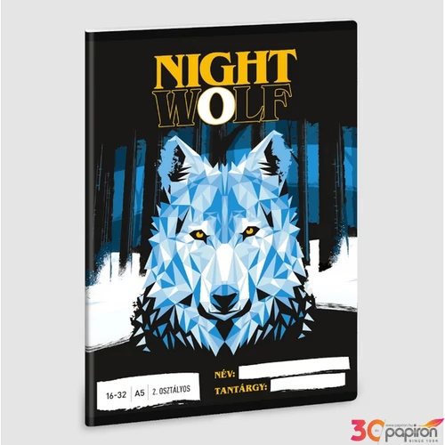 Füzet 16-32 A5 vonalas Ars Una Nightwolf Farkas (5257) 23 53593498 2.osztályos füzet prémium minős