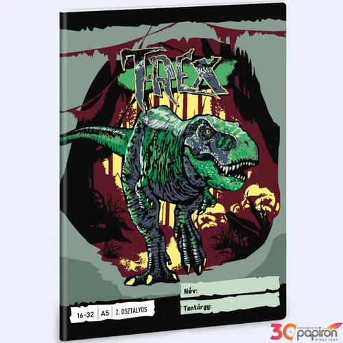 Füzet 16-32 A5 vonalas Ars Una T-Rex Dínó (5346) 24 53593498 2.osztályos füzet prémium minős