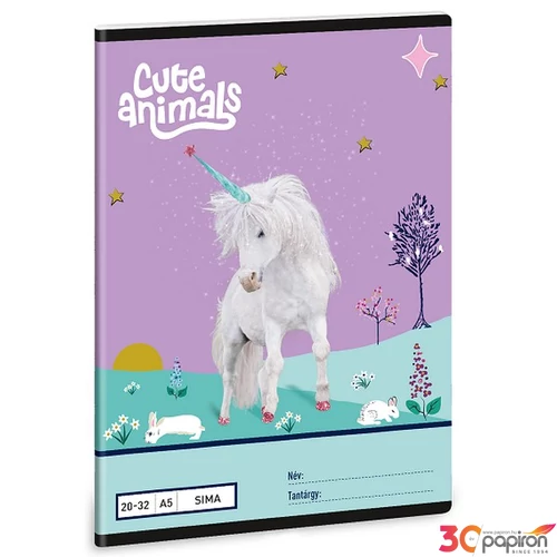 Füzet 20-32 A5 Sima Ars Una 25 Cute Animals Unicorn (5448) 25 53614483 prémium minőség