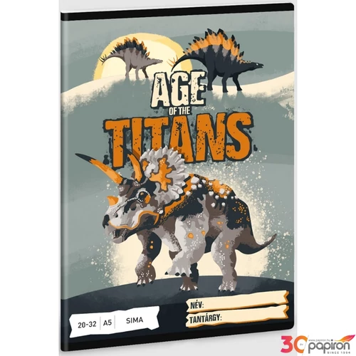 Füzet 20-32 A5 sima Ars Una Age of the Titans (5261) 23 dínó 53612618 prémium minőségű füzet
