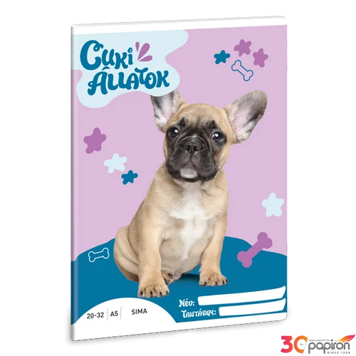 Füzet 20-32 A5 sima Ars Una Cuki-Francia bulldog (5426) 24 53614261 prémium minőségű füzet