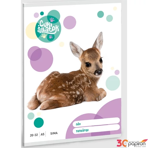 Füzet 20-32 A5 sima Ars Una Cuki-Őzike (5310) 23 53613103 prémium minőségű füzet