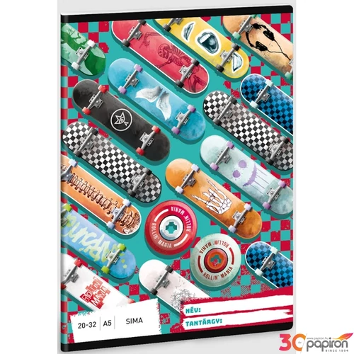 Füzet 20-32 A5 sima Ars Una Rollin’ Mania (5228) 23 gördeszka 53612281 prémium minőségű füzet