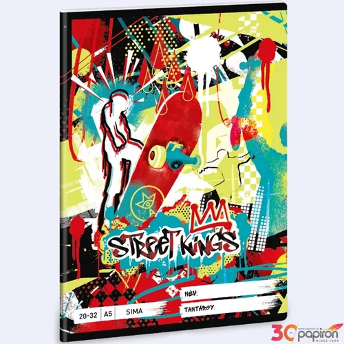Füzet 20-32 A5 sima Ars Una Street Kings (5357) 24 gördeszka 53613578 prémium minőségű füzet