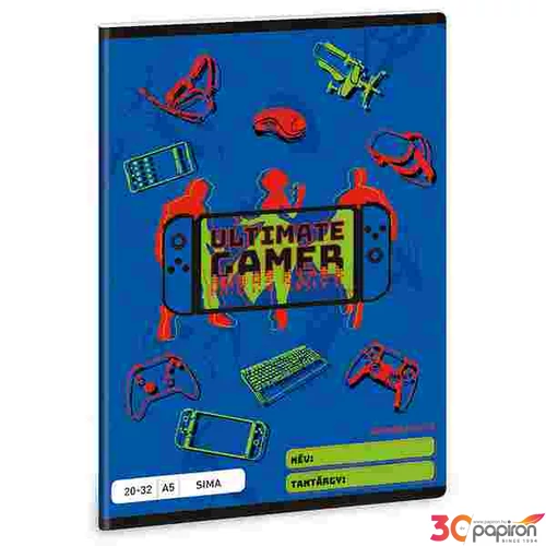 Füzet 20-32 A5 sima Ars Una Ultimate Gamer (5141) 22 53611413 prémium minőségű füzet