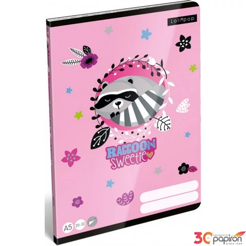 Füzet 20-32 A5 sima Lizzy Lollipop-Raccoon Sweetie 21' Lizzy kollekció