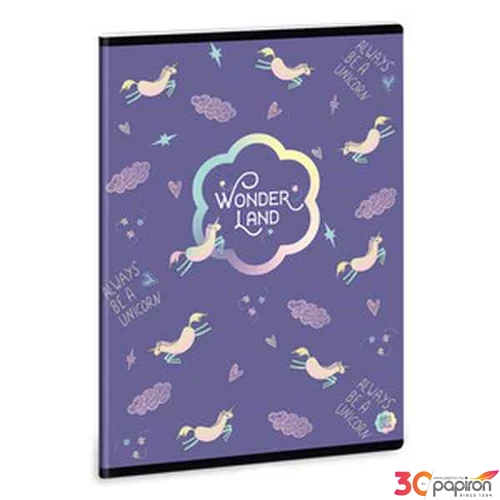 Füzet 20-40 A5 sima Ars Una Wonderland Unicorn - Unikornis 40lap 19' 93159425 prémium minőségű füzet