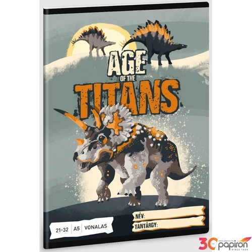 Füzet 21-32 A5 vonalas Ars Una Age of the Titans (5261) 23 dínó 53622617 4-8.osztályig prémium minőség