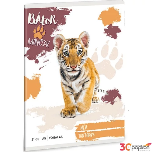 Füzet 21-32 A5 Vonalas Ars Una Bátor Mancsok-Tigris (5501) 25 53625014