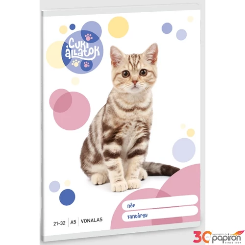 Füzet 21-32 A5 vonalas Ars Una Cuki-Amerikai Röv. Sz. Macska (5306) 23 53623065 4-8.osztályig prémium minőség