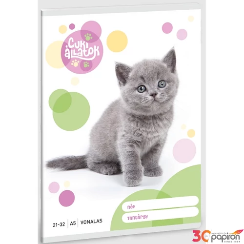 Füzet 21-32 A5 vonalas Ars Una Cuki-Brit Röv. Sz. Macska (5305) 23 53623058 4-8.osztályig prémium minőség