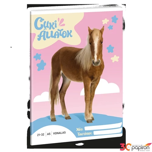 Füzet 21-32 A5 vonalas Ars Una Cuki-Palomino póni (5431) 24 53624314 4-8.osztályig prémium minőség