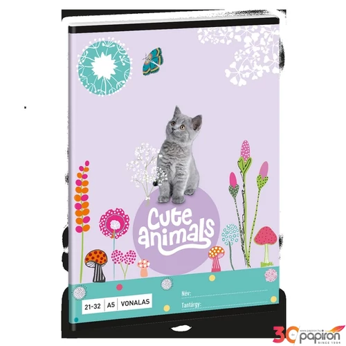 Füzet 21-32 A5 vonalas Ars Una Cute Animals-kitten (5368) 24 cica 53623683 4-8.osztályig prémium minőség