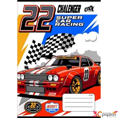 Füzet 27-32 A5 kockás 32 lap, Cool by Victoria Race cars