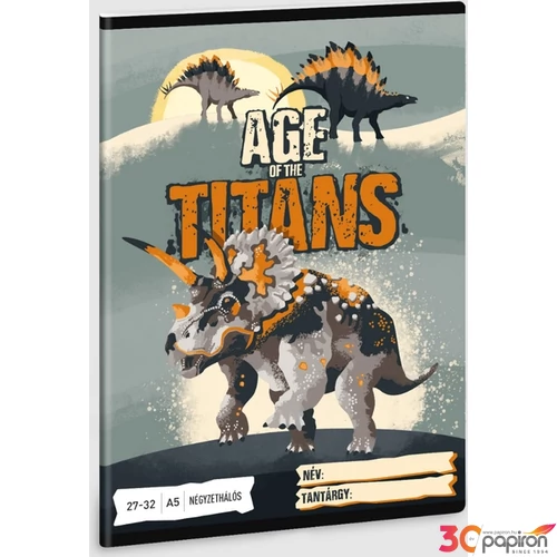 Füzet 27-32 A5 kockás Ars Una Age of the Titans (5261) 23 dínó 53632616 prémium füzet négyzethálós