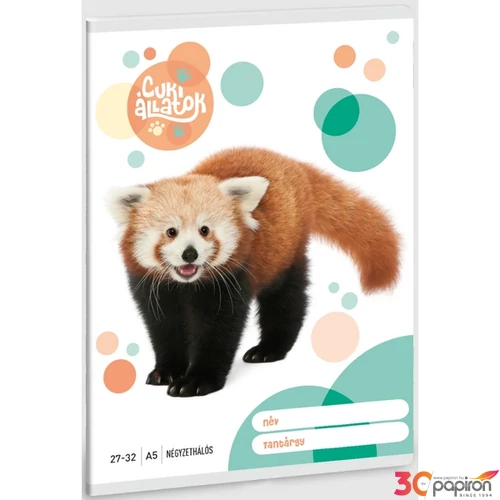 Füzet 27-32 A5 kockás Ars Una Cuki-Vörös Panda (5309) 23 53633095 prémium füzet négyzethálós