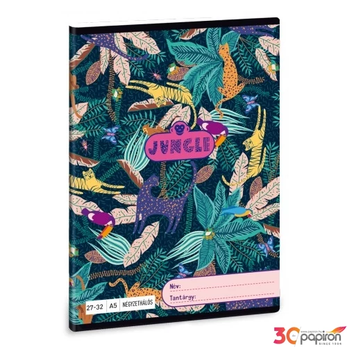 Füzet 27-32 A5 kockás Ars Una Jungle (5062) 21 53630629 prémium füzet négyzethálós
