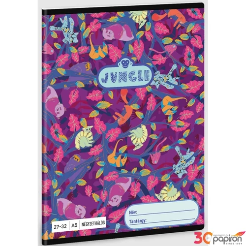 Füzet 27-32 A5 kockás Ars Una Jungle (5259) 23 53632593 prémium füzet négyzethálós