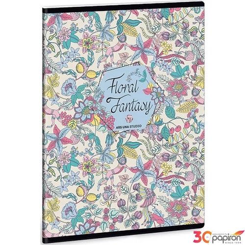 Füzet 27-40 A5 kockás Ars Una Floral Jungle Dzsungel 40lap 19' 93149495 prémium füzet négyzethálós