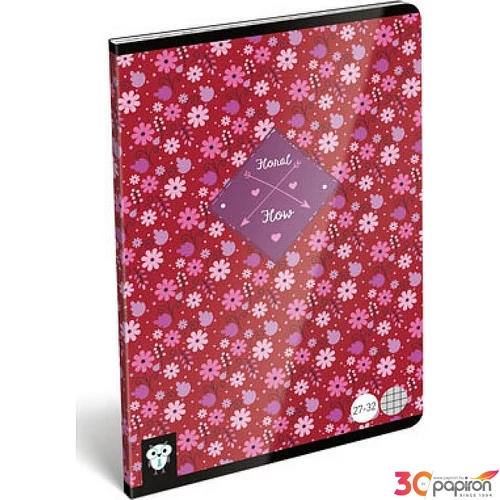 Füzet 27-32 A5 kockás Lizzy Kis bagoly - Floral Flow - virágos 18' Lizzy kollekció
