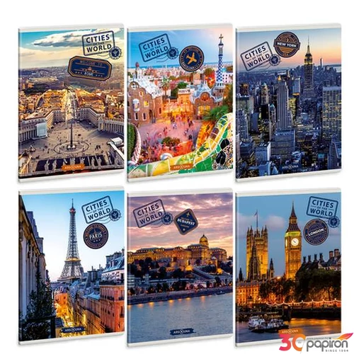 Füzet 27-40 A5 kockás Ars Una Cities Of The World (5223) 53142238 prémium füzet négyzethálós