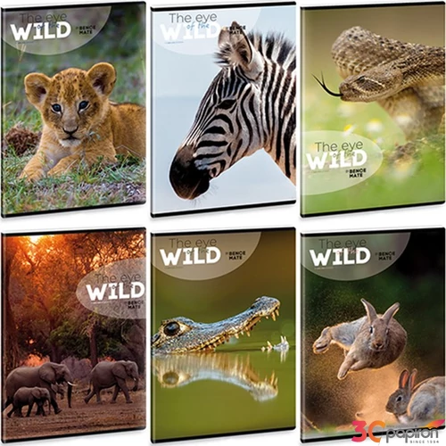 Füzet 27-40 A5 kockás Ars Una Extra kapcsos The Eyes Of The Wild 53141002 prémium füzet négyzethálós