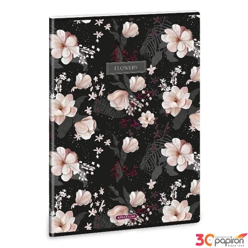 Füzet 80-40 A4 sima Ars Una Extra kapcsos Flowery black (5374) 26 53803740 A/4 sima füzet 40lapos 75gr-os