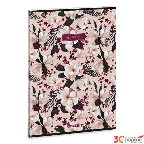 Füzet 80-40 A4 sima Ars Una Extra kapcsos Flowery pink(5375)24 53803757 A/4 sima füzet 40lapos 75gr-os