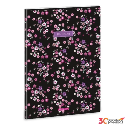 Füzet 80-40 A4 sima Ars Una Extra kapcsos Pearl Blossom black(5377)2 53803771 A/4 sima füzet 40lapos 75gr-os