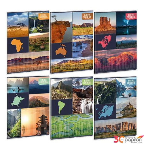 Füzet 80-40 A4 sima Ars Una Beautiful Continents 53801906 A/4 sima füzet 40lapos 75gr-os