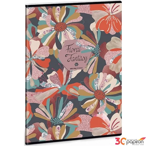 Füzet 80-40 A4 sima Ars Una Floral collage virágos 40lap 19' 93809368 A/4 sima füzet 40lapos 75gr-os